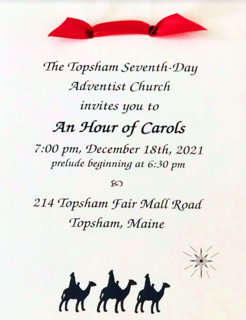 An Hour of Christmas Carols with Topsham SDA Church, December 18, 2021